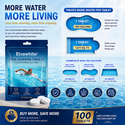 💥Hot Sale🏊‍♂️Elvawhite® 2026 Next-Gen Pool Cleaning Tablets for Crystal Clear Water