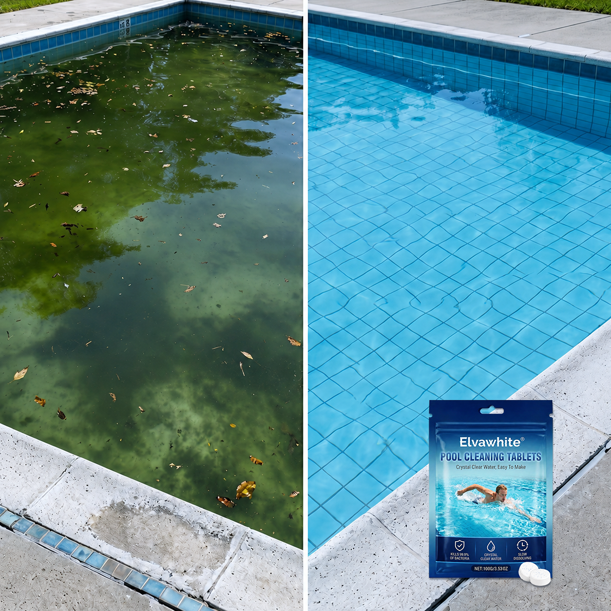 💥Hot Sale🏊‍♂️Elvawhite® 2026 Next-Gen Pool Cleaning Tablets for Crystal Clear Water